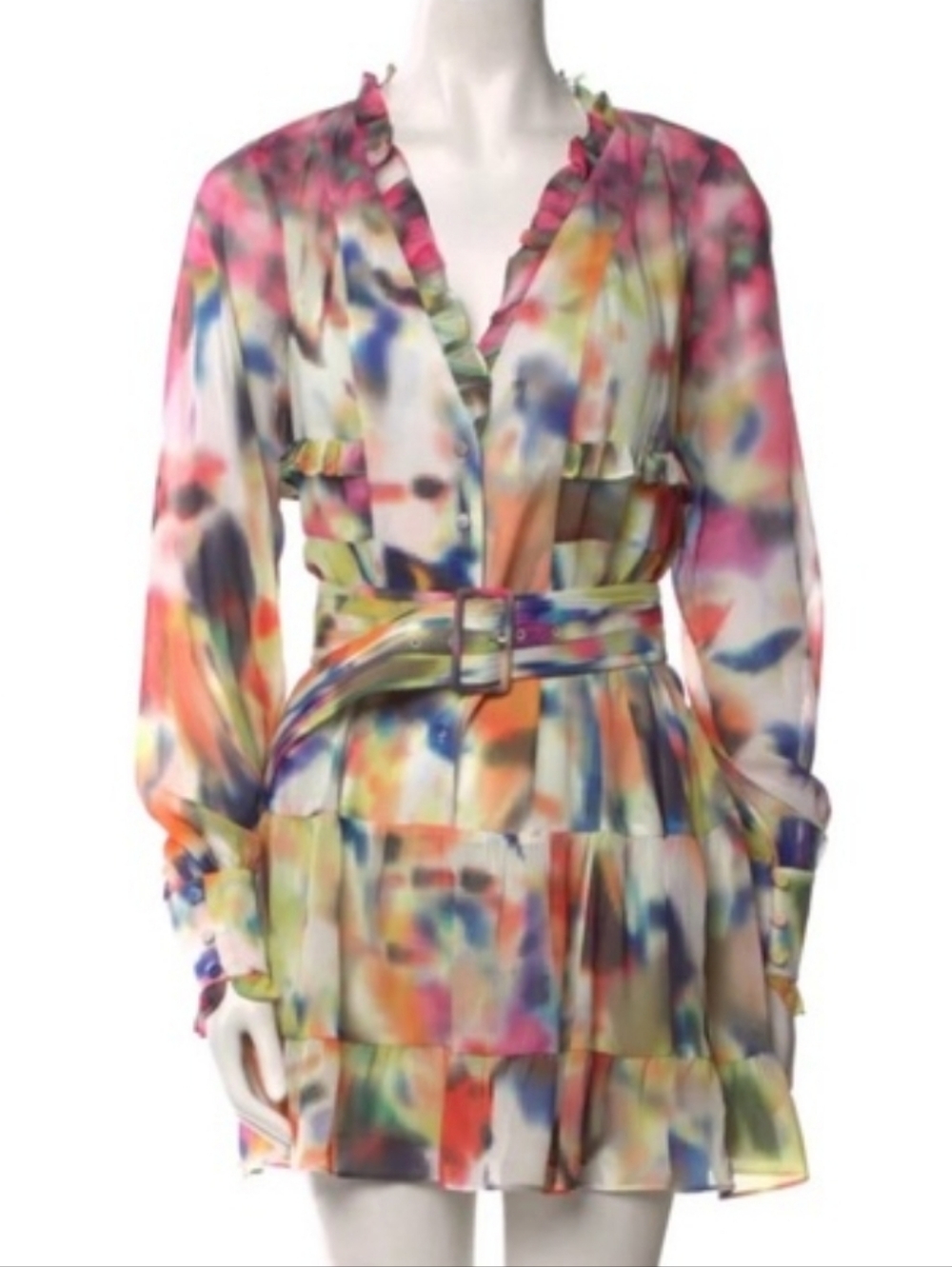 Alexis Leon Watercolor Print Button Dress